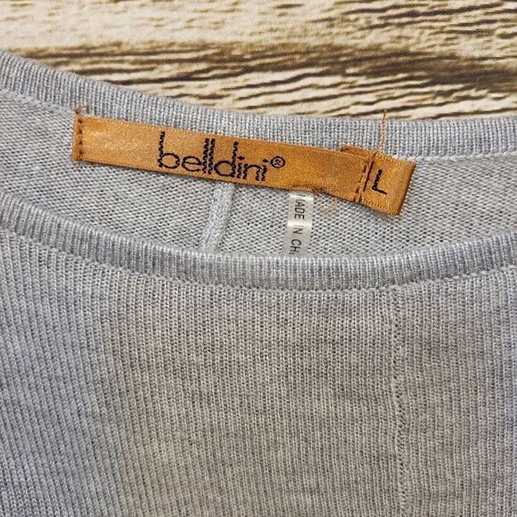 Belldini long sleeve sweater pullover top gray large pre-owned - Picture 4 of 7